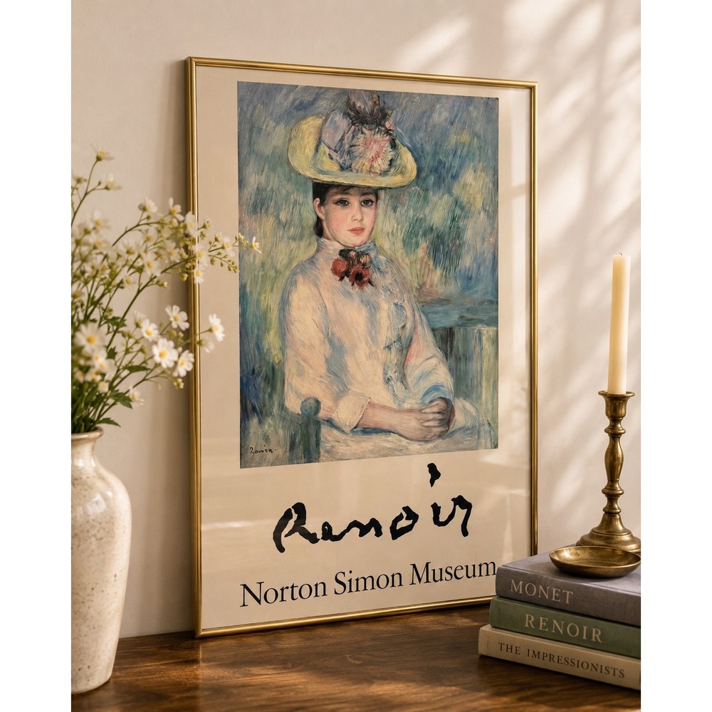 Pierre Auguste Renoir Girl In‎ the Yellow Hat Norton Simon Museum Framed Art